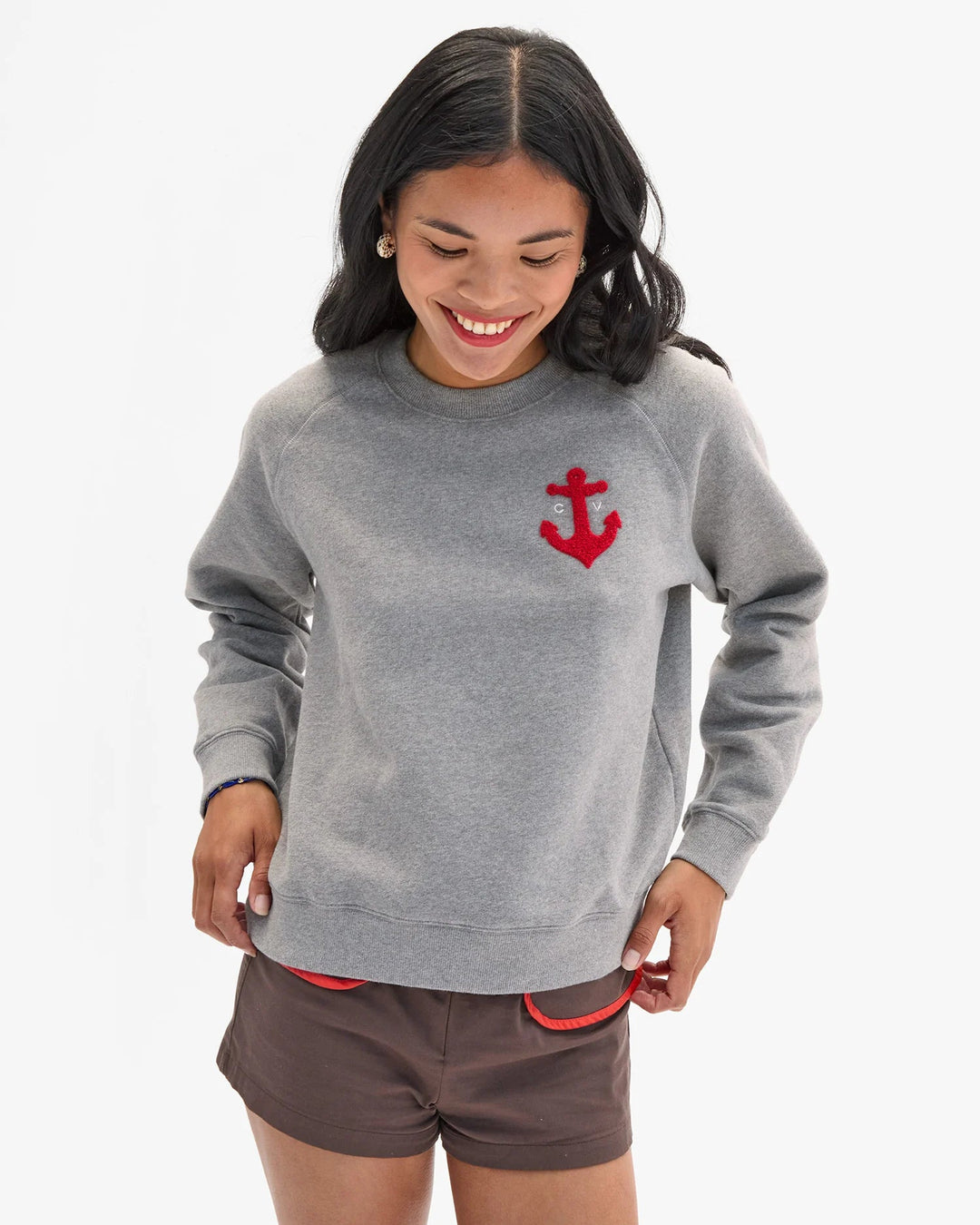 Clare V. - Anchor Le Court Sweatshirt Grey Melange - Kalifornia Jean Bar