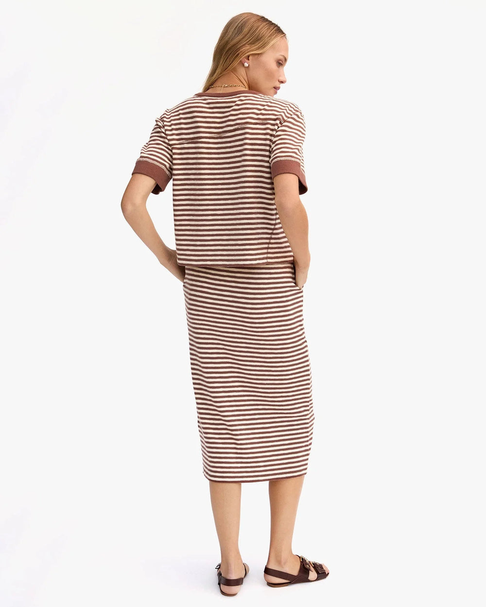 Clare V. - Brown & Cream Le Tube Skirt - Kalifornia Jean Bar