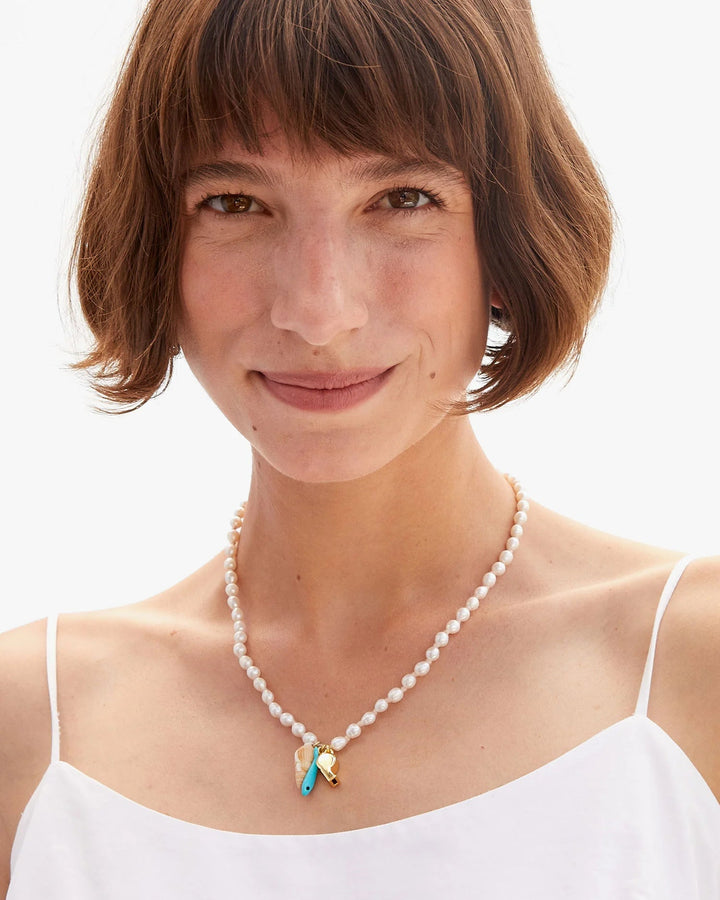 Clare V. - Freshwater Pearl Charm Necklace Multicolor - Kalifornia Jean Bar