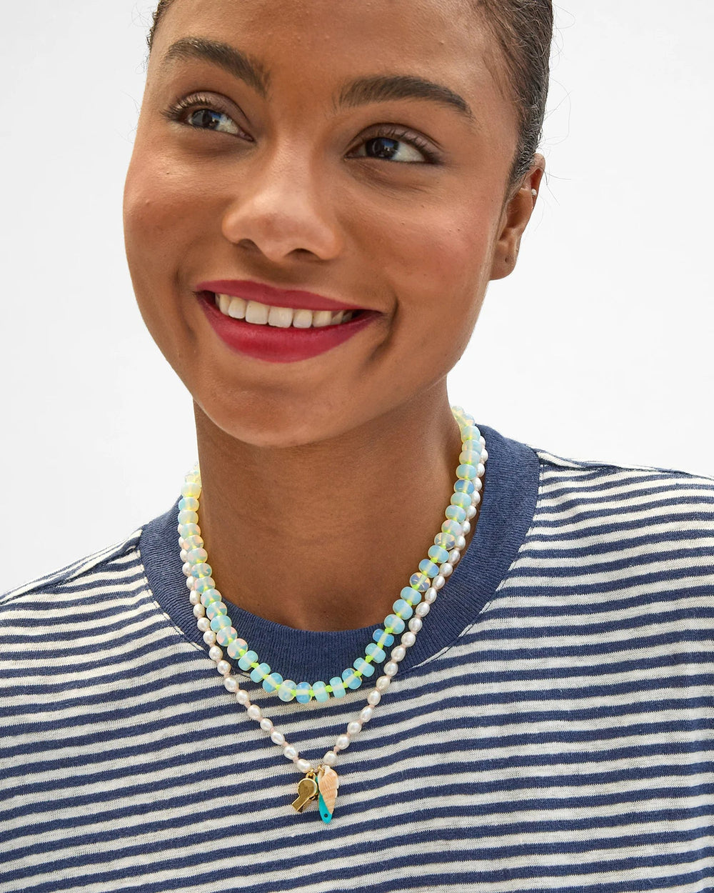 Clare V. - Freshwater Pearl Charm Necklace Multicolor - Kalifornia Jean Bar