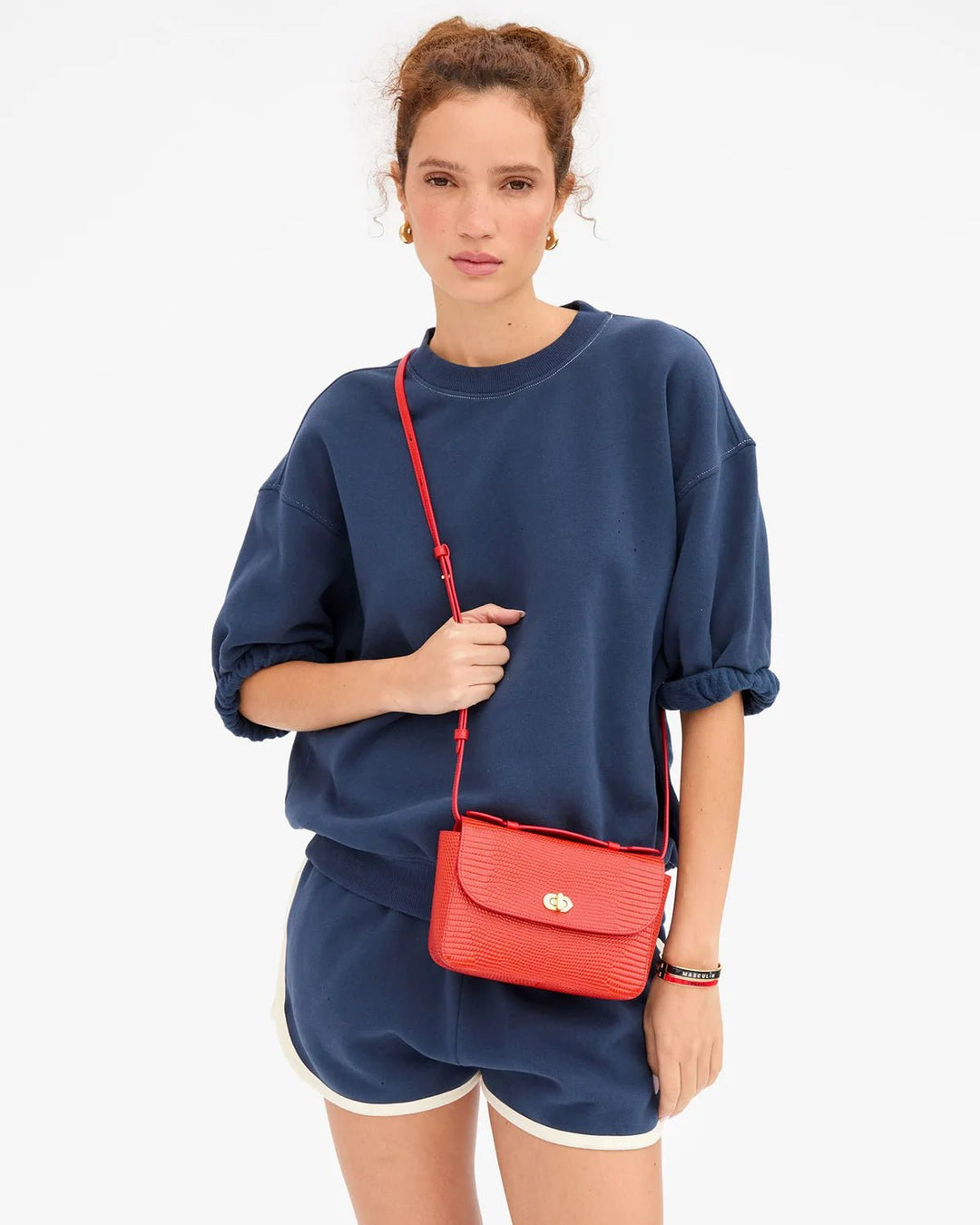 Clare V. - Kathryn Bag Red Embossed Lizard - Kalifornia Jean Bar