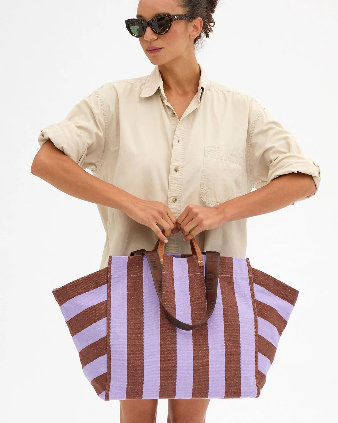 Clare V. - La Cote Tote Jacaranda/Hazelnut Stripe - Kalifornia Jean Bar