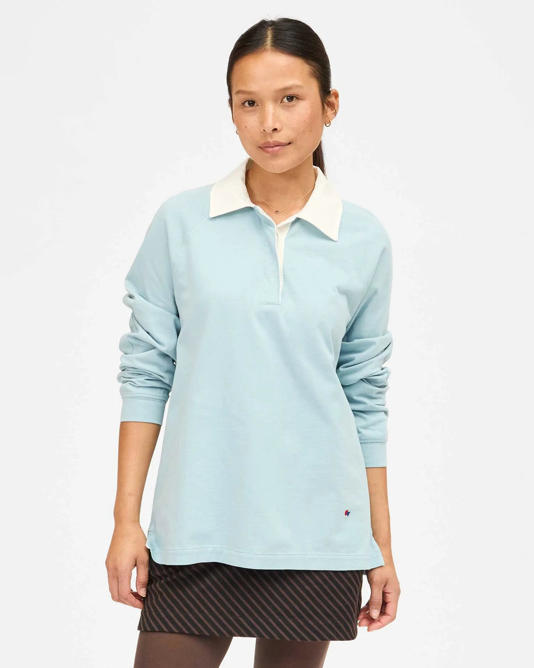 Clare V. - Le Rugby Oui Shirt in Dusty Blue - Kalifornia Jean Bar