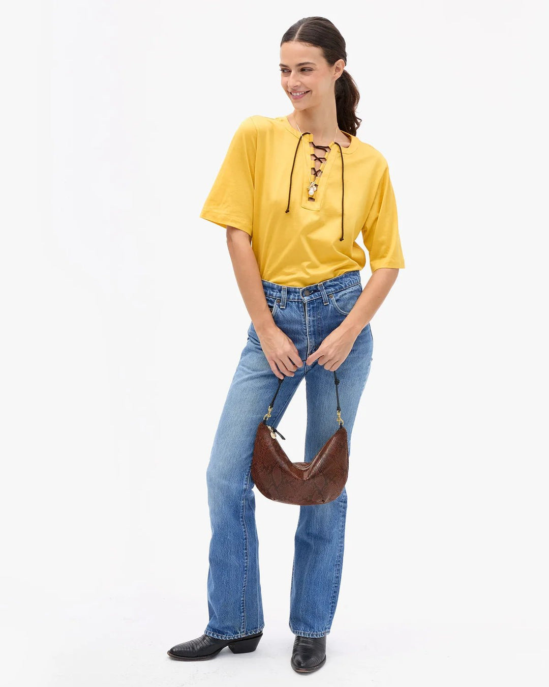 Clare V. - Lune Bag in Auburn Python - Kalifornia Jean Bar
