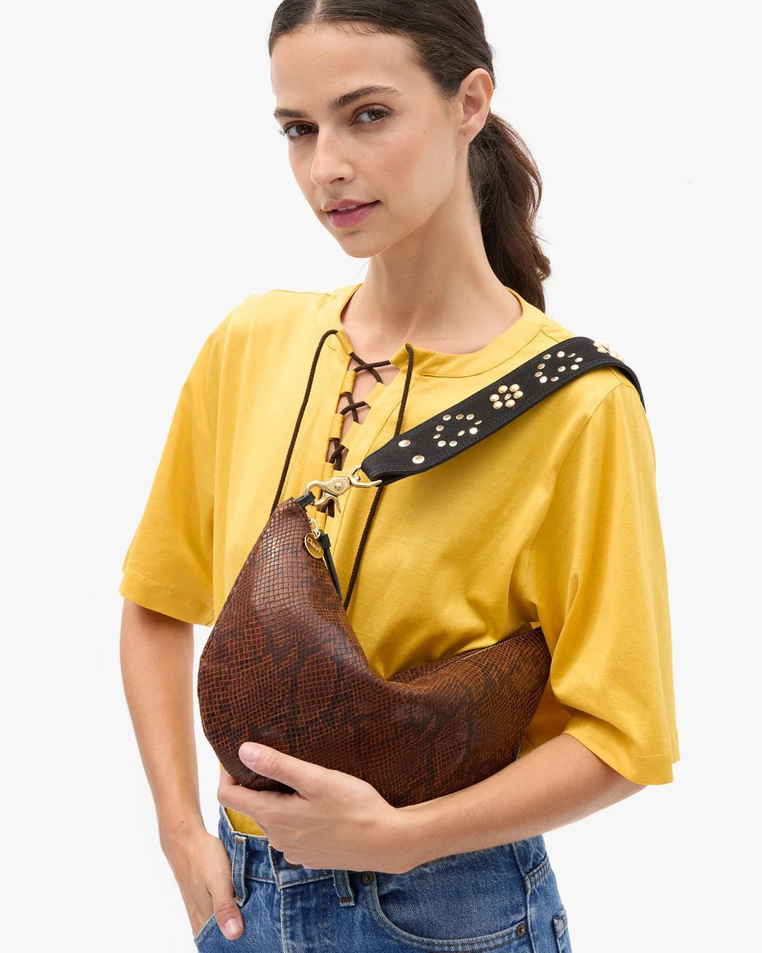 Clare V. - Lune Bag in Auburn Python - Kalifornia Jean Bar