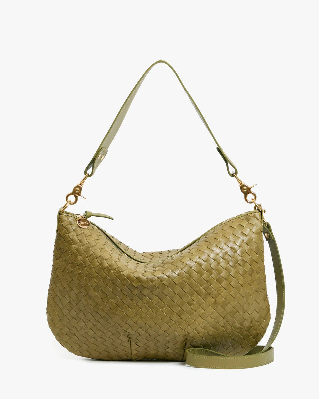 Clare V. - Moyen Messenger Bag Olive Diagonal Woven - Kalifornia Jean Bar