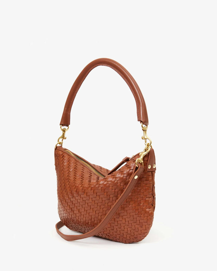 Clare V. - Petit Moyen Messenger Hazelnut Woven Zig Zag - Kalifornia Jean Bar