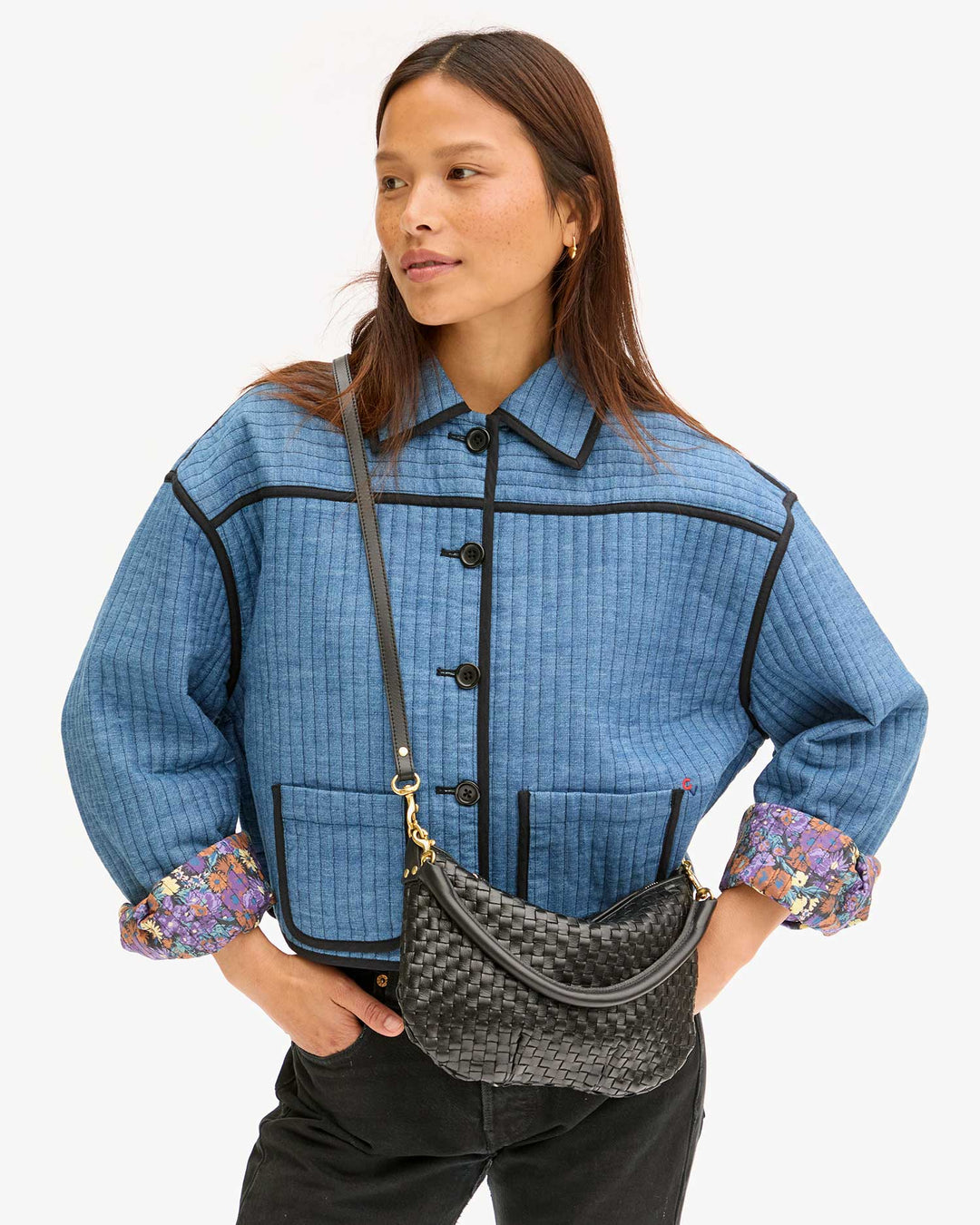 Clare V. - Petite Fanny Woven in Black - Kalifornia Jean Bar