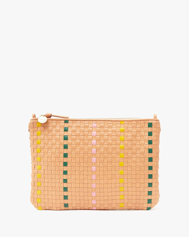 Clare V. - Stripe Bisque Flat Clutch with Tabs - Kalifornia Jean Bar