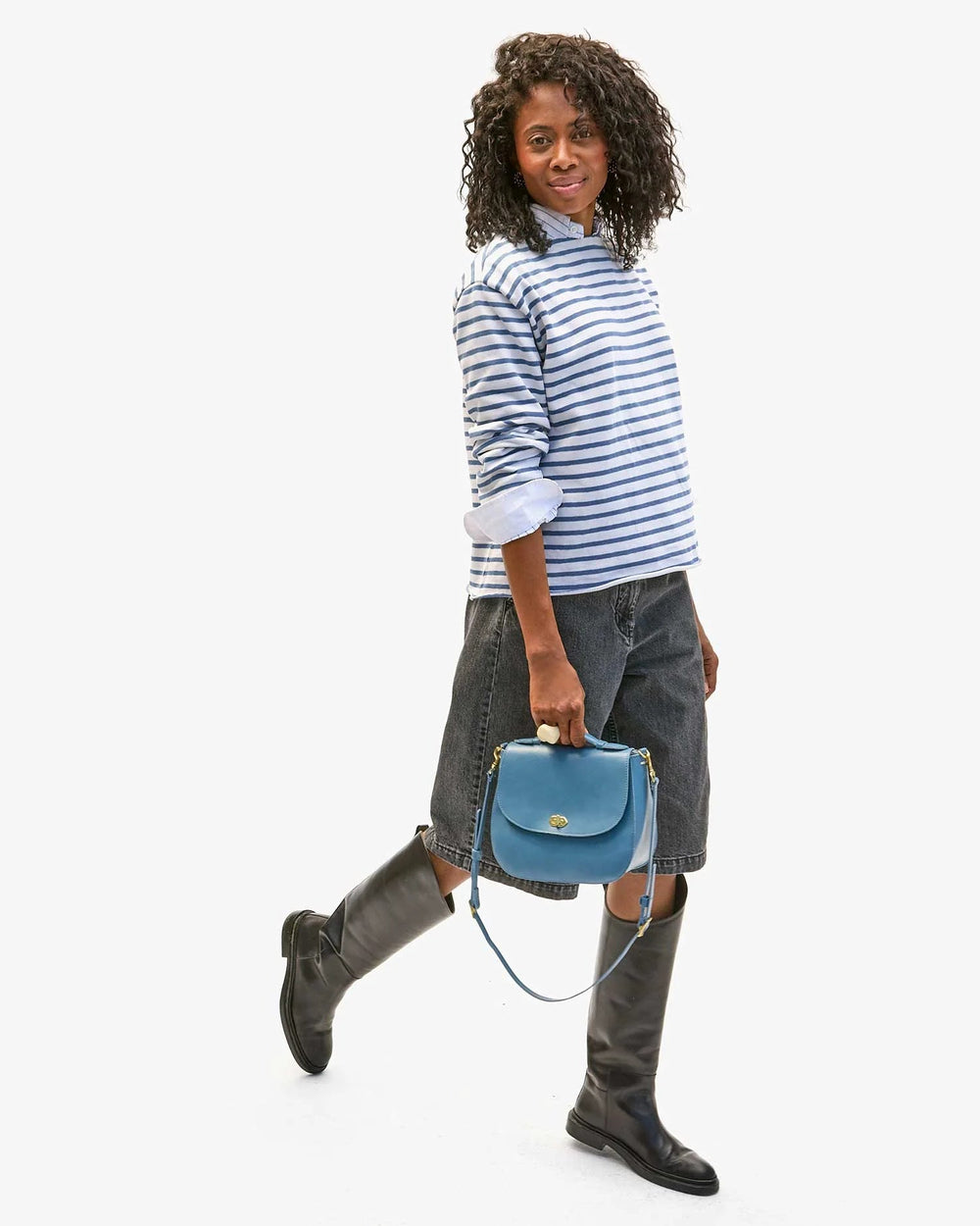 Clare V - Turnlock Louis in Desert Blue w/ Top Handle - Kalifornia Jean Bar
