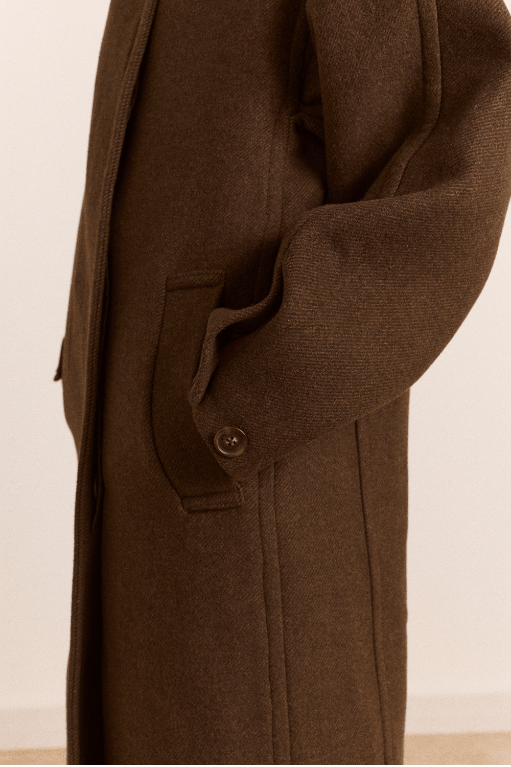 Damson Madder - Agnes Wool Coat in Chocolate - Kalifornia Jean Bar