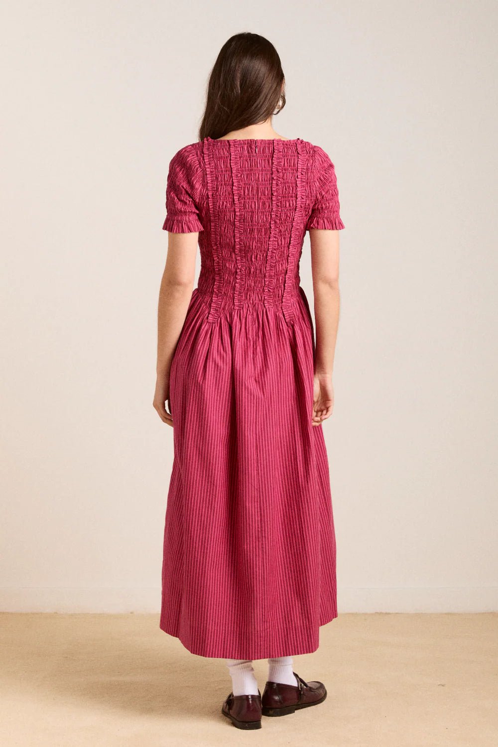 Damson Madder - Berry Business Raphaela Ruffle Midi Dress - Kalifornia Jean Bar