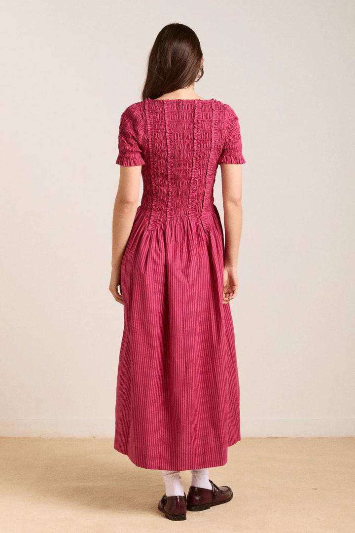 Damson Madder - Berry Business Raphaela Ruffle Midi Dress - Kalifornia Jean Bar