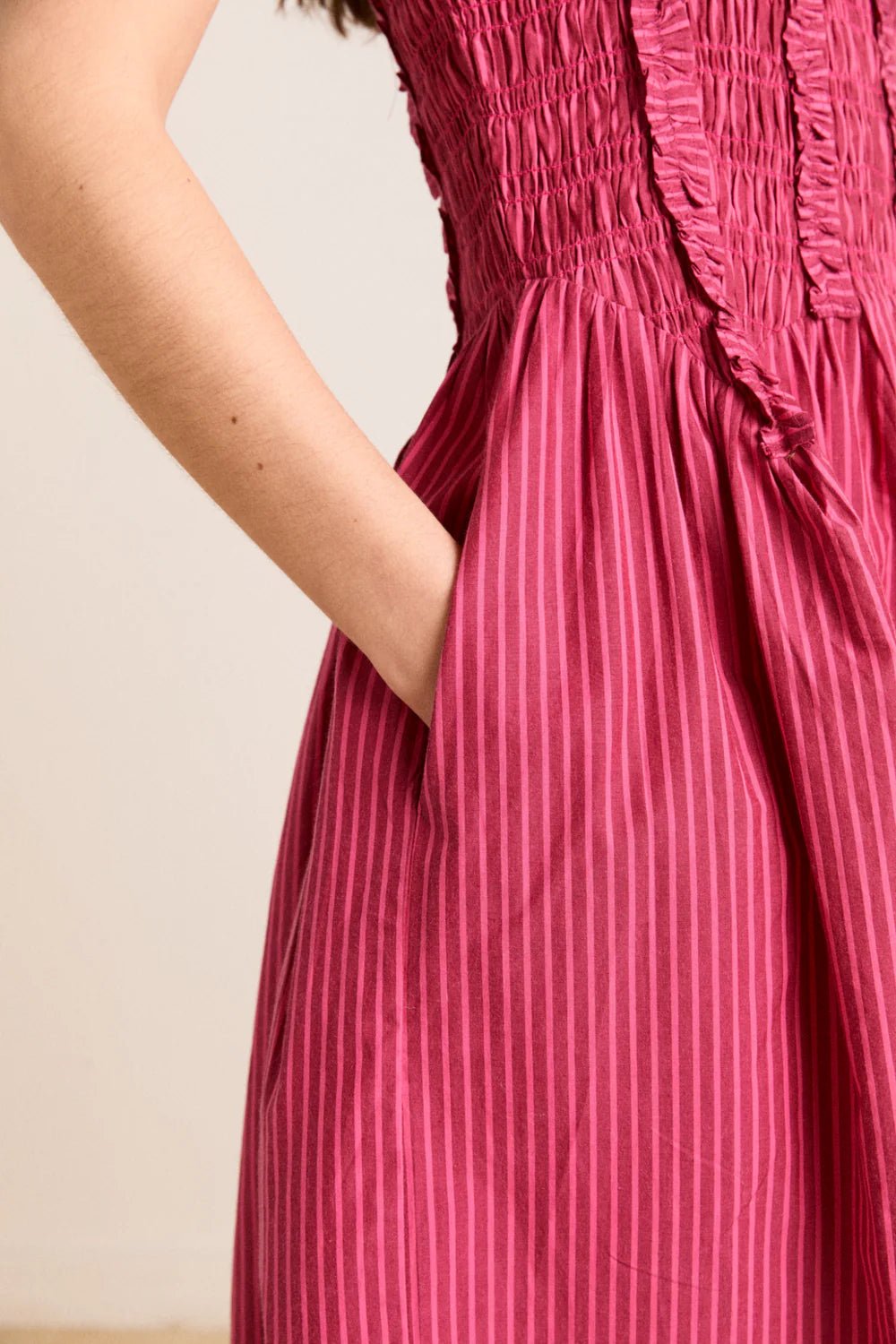 Damson Madder - Berry Business Raphaela Ruffle Midi Dress - Kalifornia Jean Bar