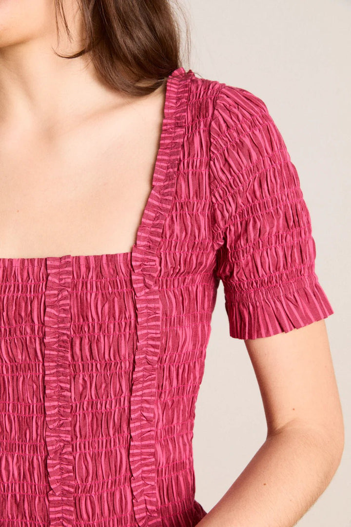 Damson Madder - Berry Business Raphaela Ruffle Midi Dress - Kalifornia Jean Bar