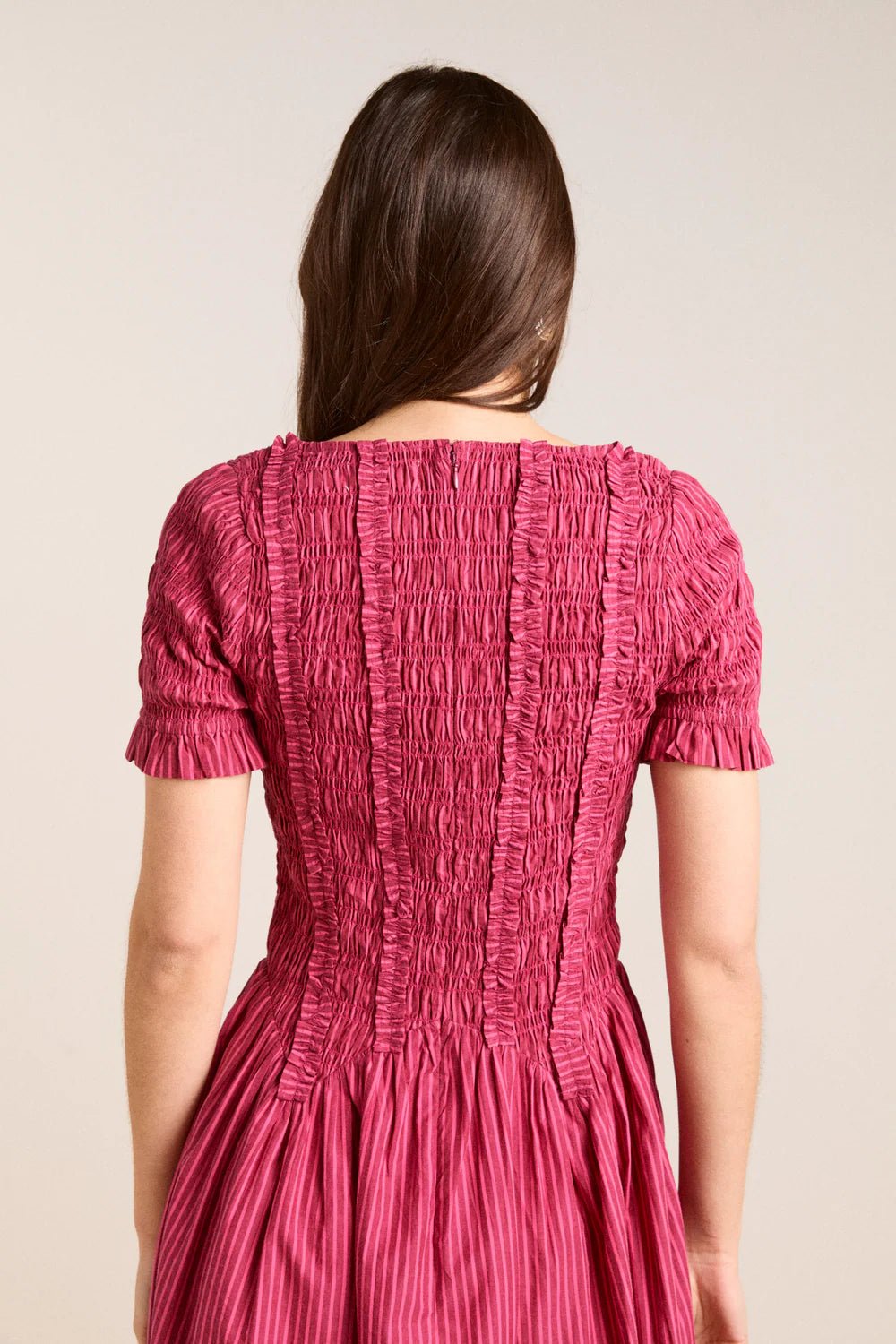 Damson Madder - Berry Business Raphaela Ruffle Midi Dress - Kalifornia Jean Bar