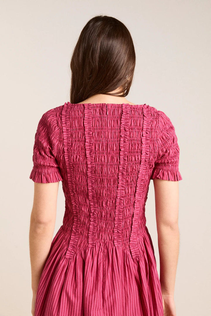 Damson Madder - Berry Business Raphaela Ruffle Midi Dress - Kalifornia Jean Bar