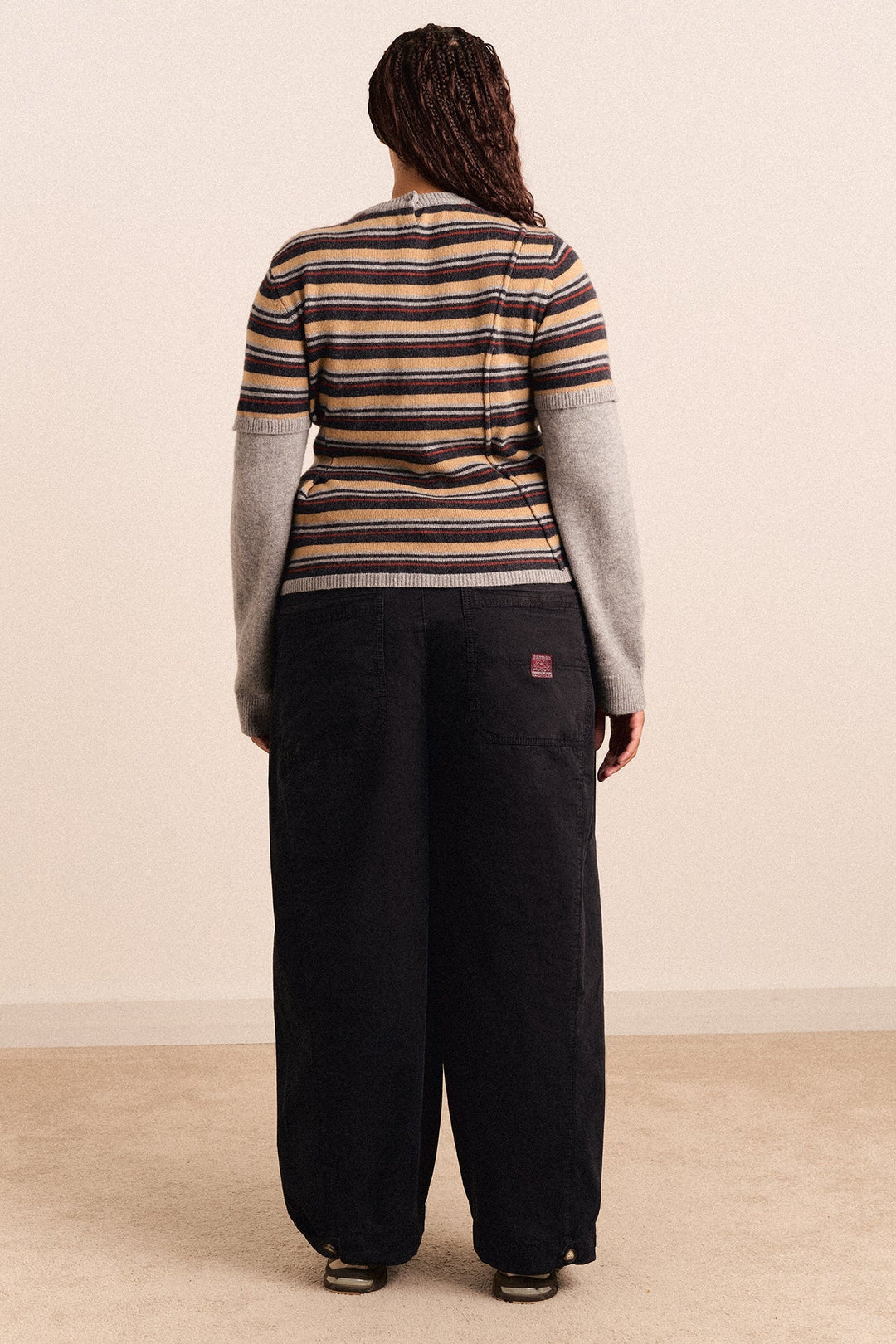 Damson Madder - Clara Striped Double Sleeve Merino Wool Jumper - Kalifornia Jean Bar