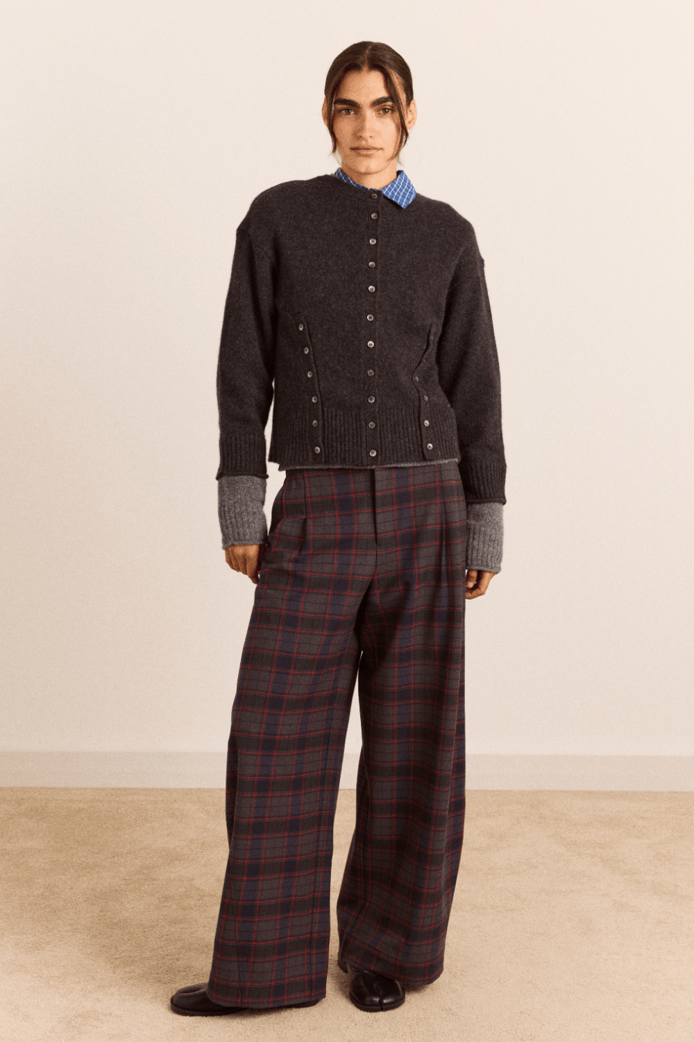 Damson Madder - Haisley Trouser in Sirius Check - Kalifornia Jean Bar