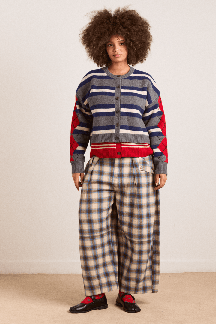 Damson Madder - Mara Trouser in Blur Brushed Check - Kalifornia Jean Bar