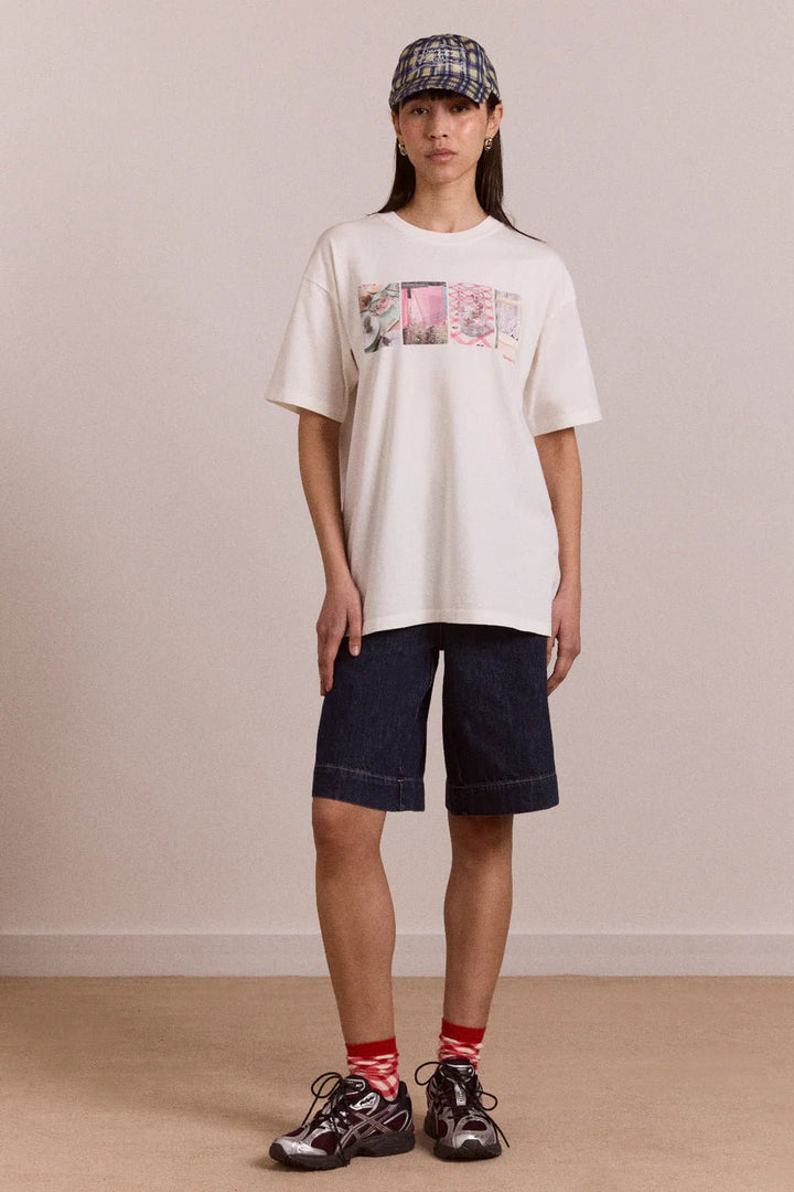 Damson Madder - Slow Life Crossword Graphic Tee Ecru - Kalifornia Jean Bar