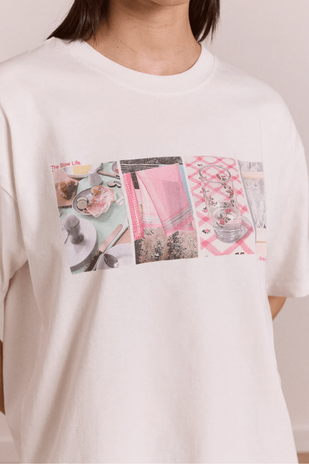 Damson Madder - Slow Life Crossword Graphic Tee Ecru - Kalifornia Jean Bar