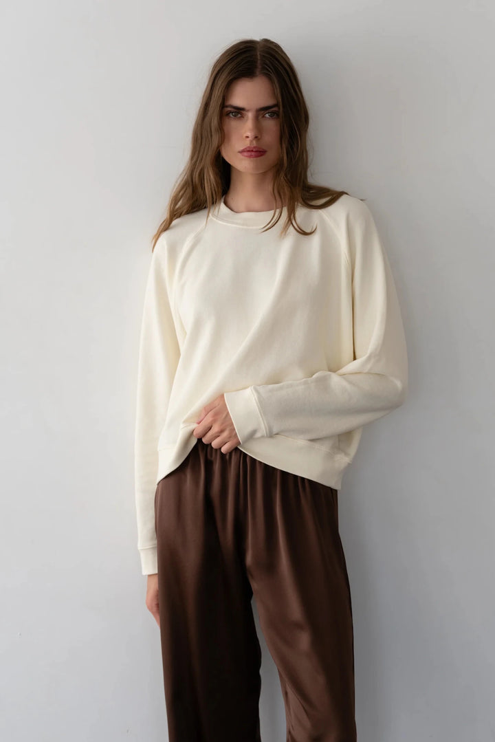 Donni - Eco - Terry Crewneck in Cream - Kalifornia Jean Bar