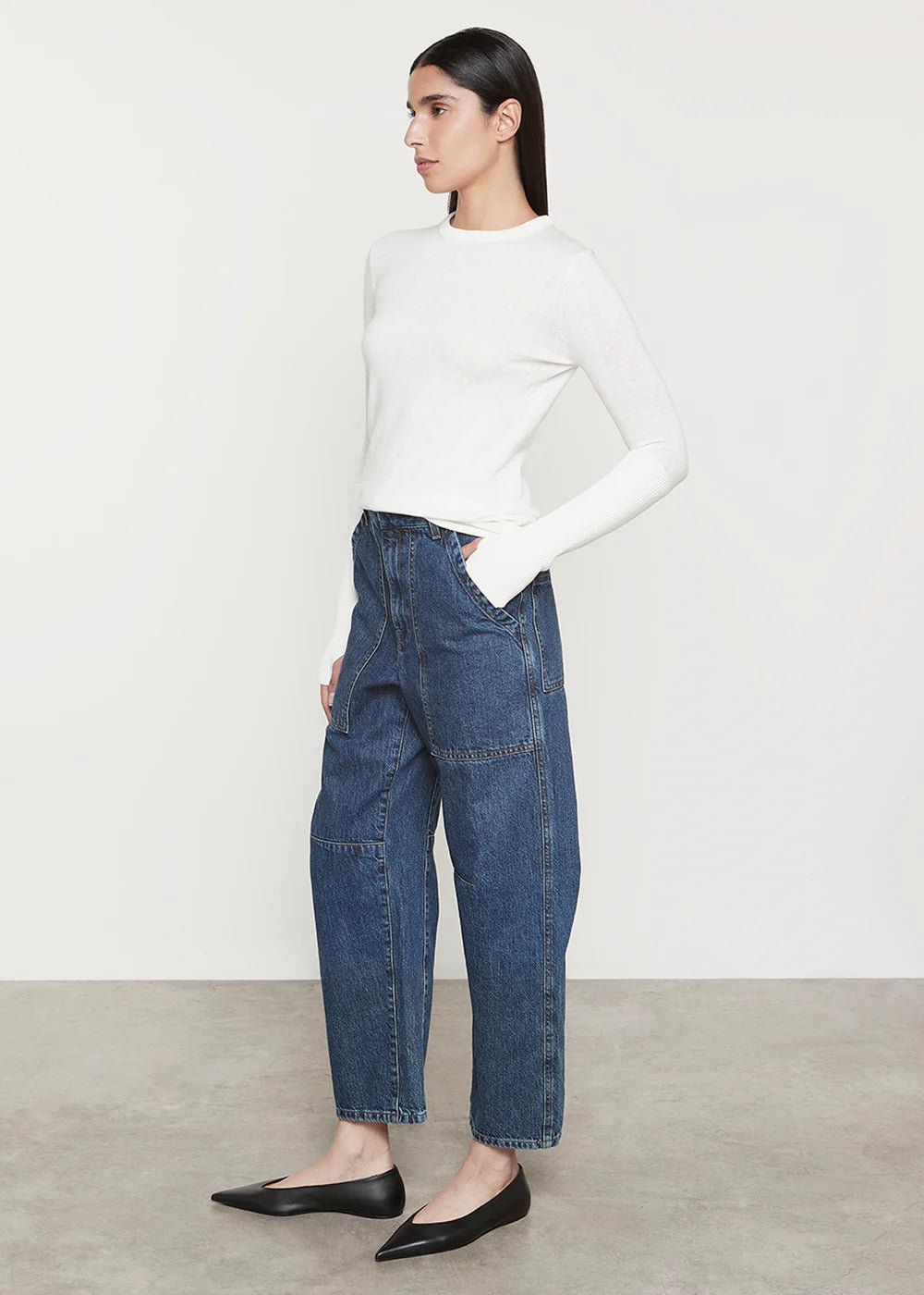 Enza Costa - Ivory Fine Cashmere Crewneck - Kalifornia Jean Bar