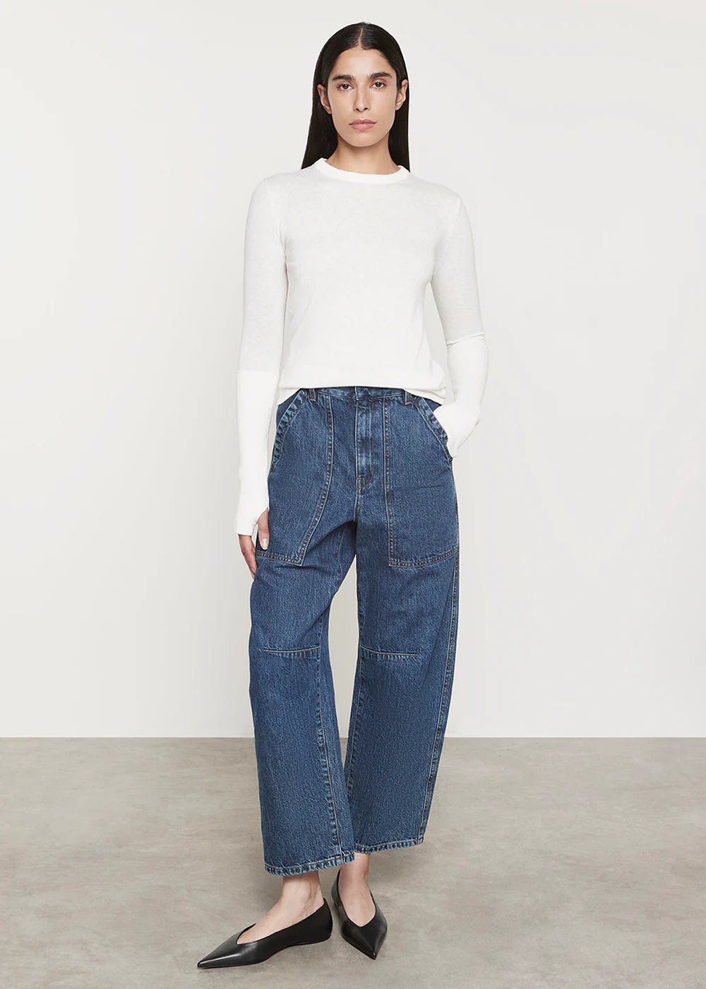 Enza Costa - Ivory Fine Cashmere Crewneck - Kalifornia Jean Bar