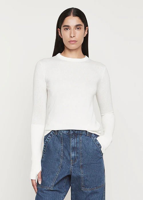 Enza Costa - Ivory Fine Cashmere Crewneck - Kalifornia Jean Bar
