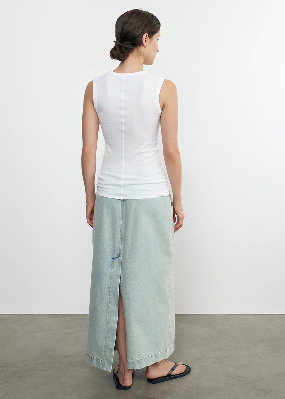 Enza Costa - White Supima Cotton Sleeveless Tank - Kalifornia Jean Bar