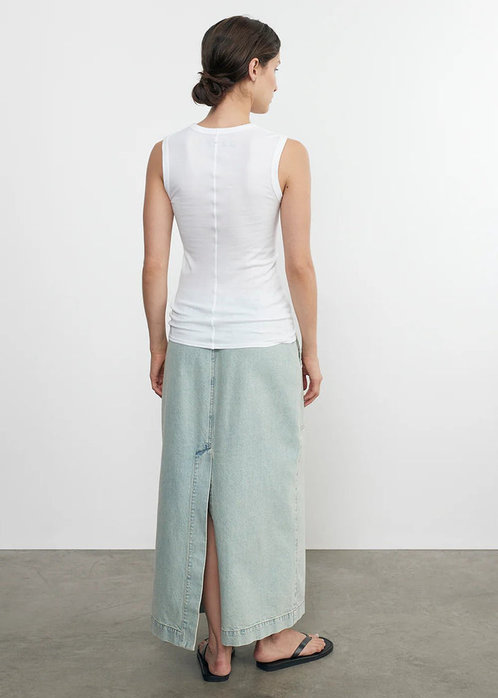 Enza Costa - White Supima Cotton Sleeveless Tank - Kalifornia Jean Bar