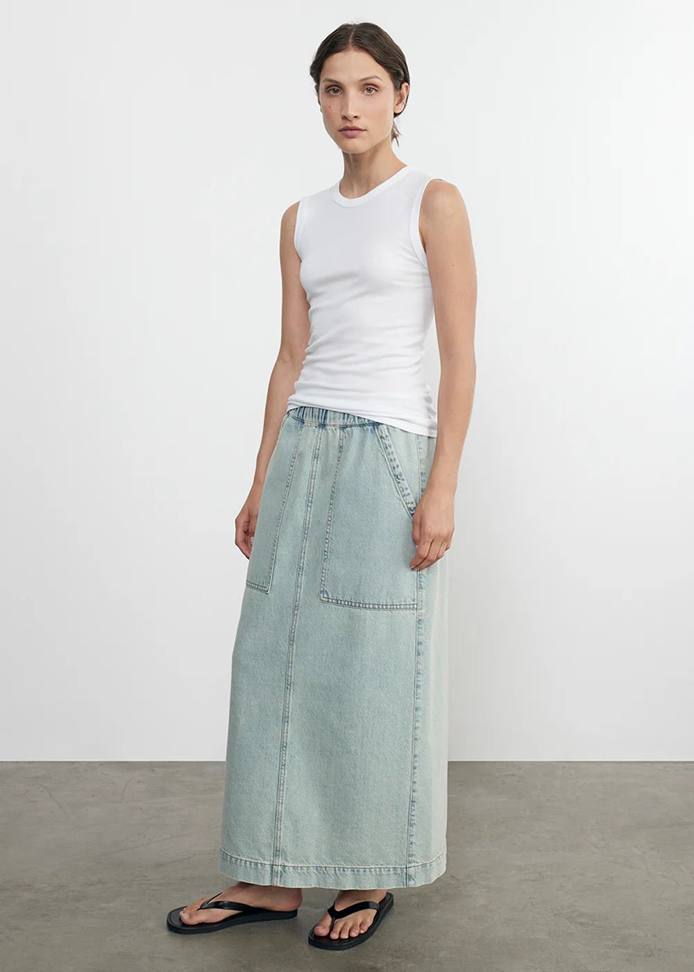 Enza Costa - White Supima Cotton Sleeveless Tank - Kalifornia Jean Bar