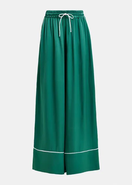 Essentiel Antwerp - Dark Green Wide Leg Pant Contrast Stitching Madison Blue - Kalifornia Jean Bar