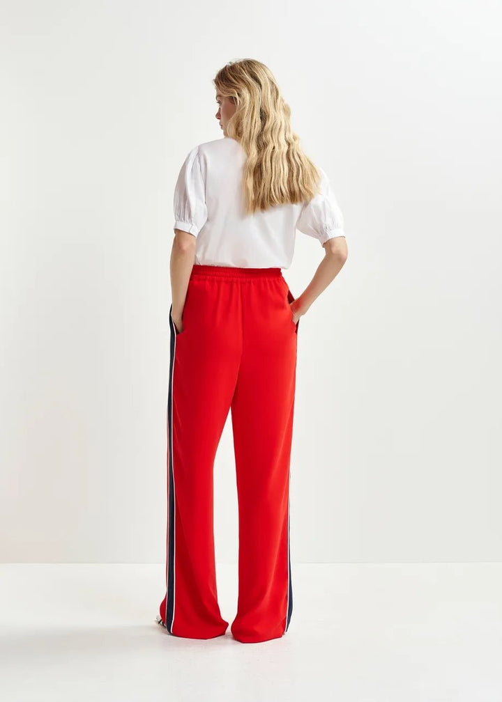 Essentiel Antwerp - Hazlenut Red WIde Leg Track Pants - Kalifornia Jean Bar