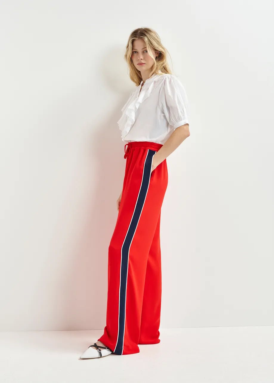 Essentiel Antwerp - Hazlenut Red WIde Leg Track Pants - Kalifornia Jean Bar