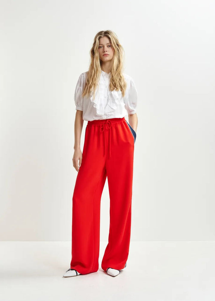 Essentiel Antwerp - Hazlenut Red WIde Leg Track Pants - Kalifornia Jean Bar
