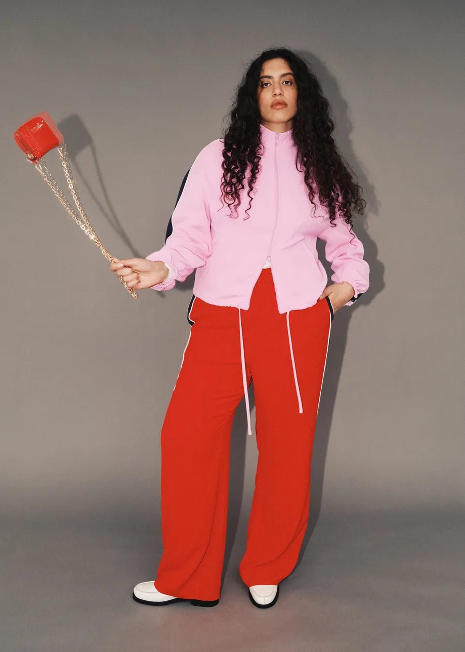 Essentiel Antwerp - Hazlenut Red WIde Leg Track Pants - Kalifornia Jean Bar