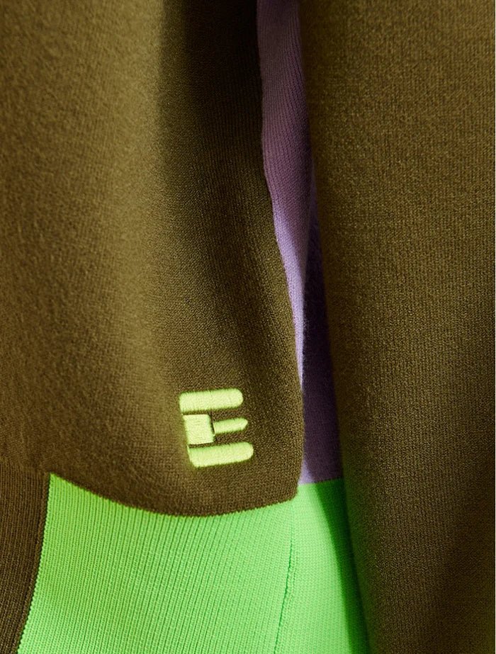 Essentiel Antwerp - Jicolor Cardigan Olive Martini Colorblock - Kalifornia Jean Bar