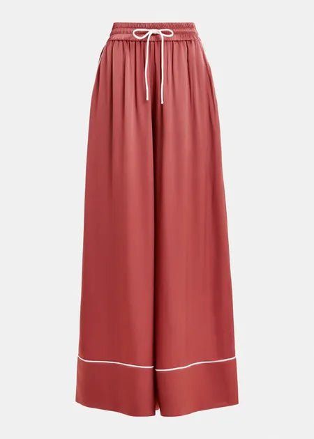 Essentiel Antwerp - Rust Wide Leg Pants w/ Contrast Stitching Burnt Coral - Kalifornia Jean Bar