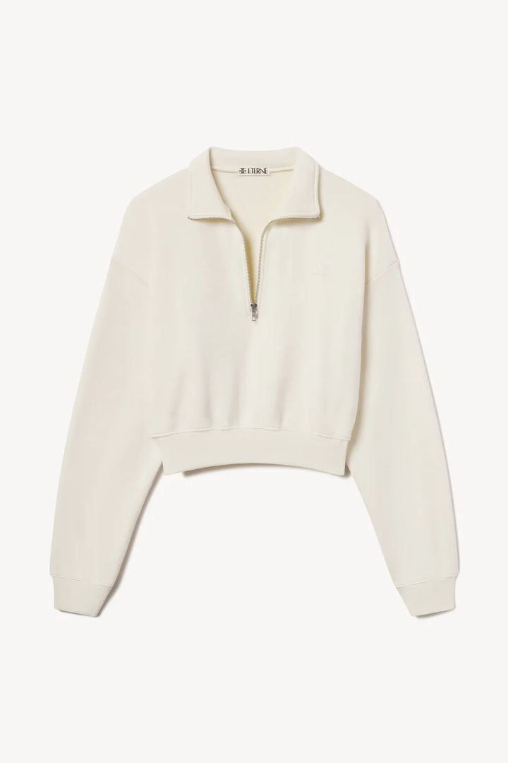 Éterne - Cream Half - Zip Cropped Sweatshirt - Kalifornia Jean Bar