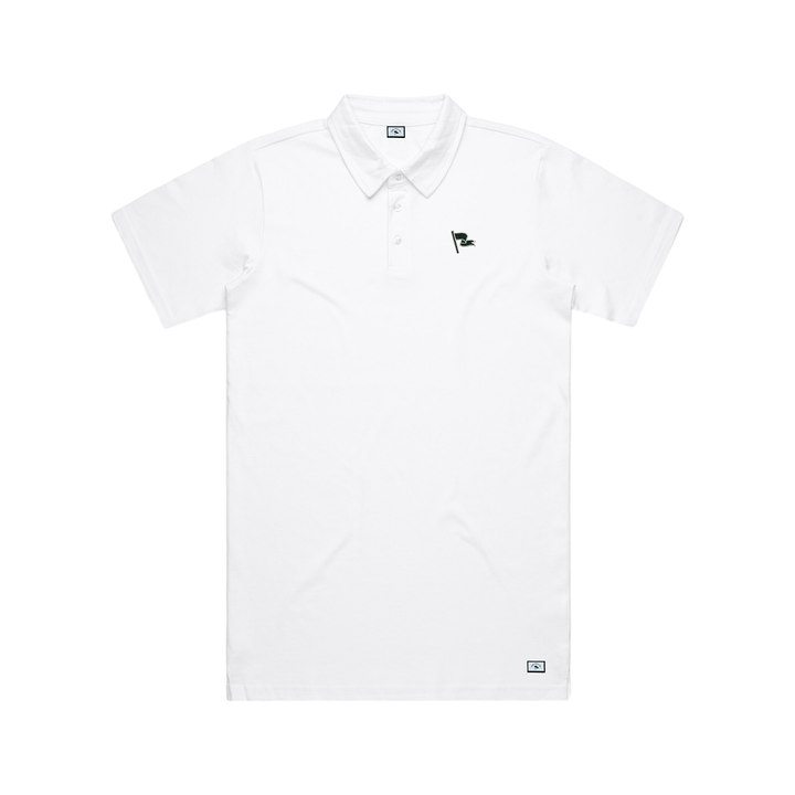 Fade Golf Co. - Flagstick Polo in White/Pine Green - Kalifornia Jean Bar