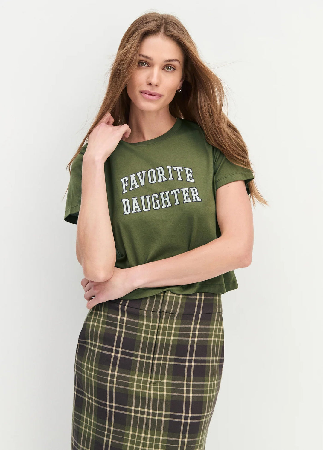 Favorite Daughter - Smoketree/Gardenia Collegiate Cropped Tee - Kalifornia Jean Bar