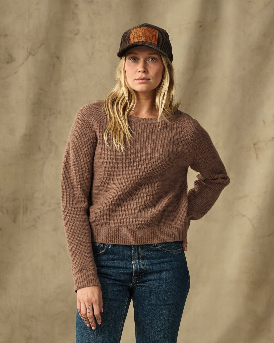 Filson - Women's Waffle Knit Merino Sweater in Brown Heather - Kalifornia Jean Bar
