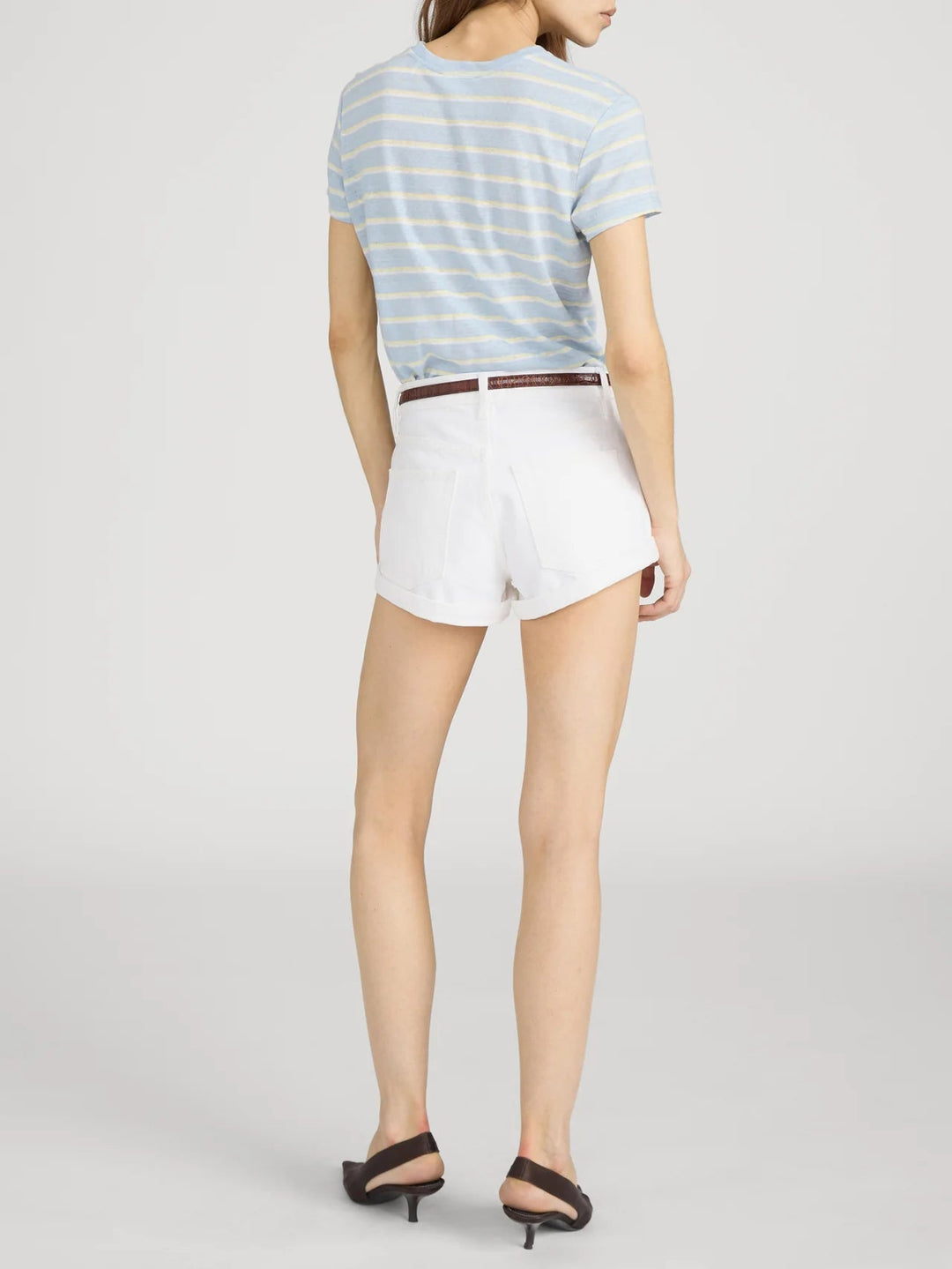 Frame - Linen Baby Tee Chambray Blue Multi - Kalifornia Jean Bar