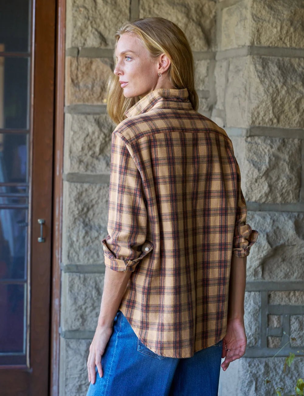 Frank & Eileen - Eileen Gold Brown Black Plaid - Kalifornia Jean Bar