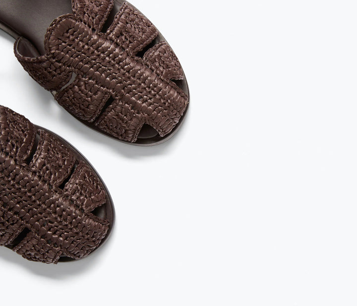 Freda Salvador - Chocolate Raffia Sera Fisherman's Sandal - Kalifornia Jean Bar