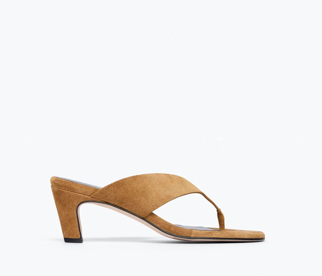 Freda Salvador - Kat Chestnut Suede Heeled Leather Thong - Kalifornia Jean Bar