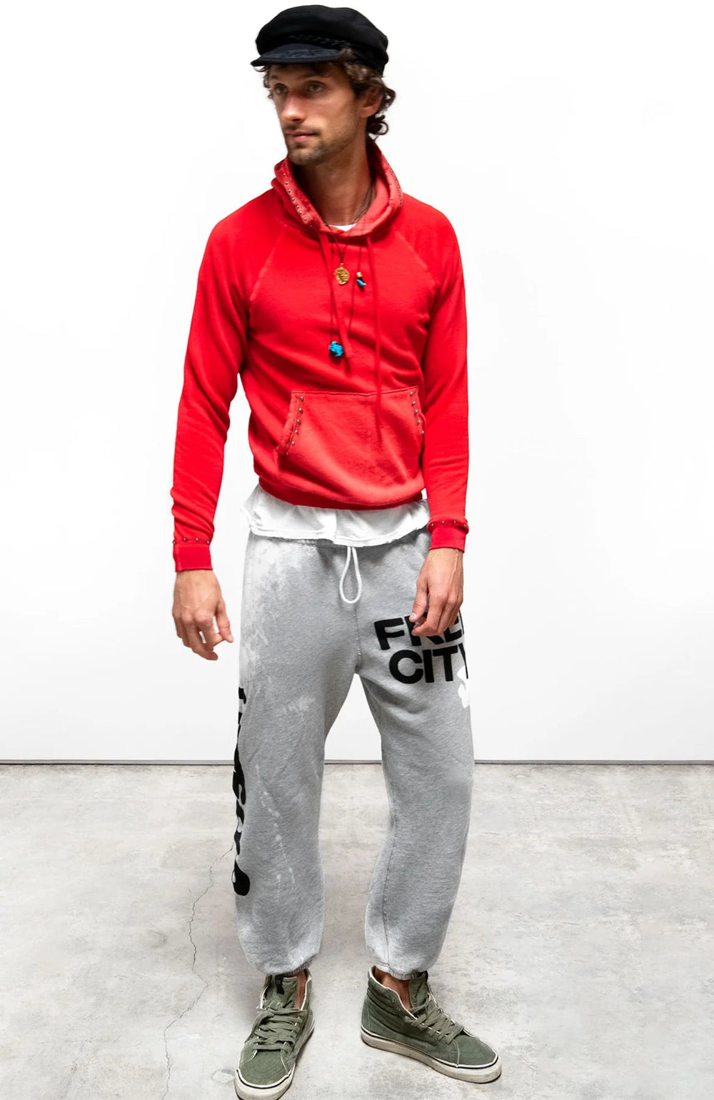 FREECITY - Hotred Powder Supervintage Yumm Home/Stud Shrunken Hoodie - Kalifornia Jean Bar