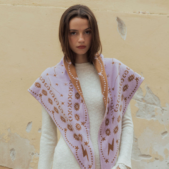 Freya - Nebula Triangle Scarf Mocha / Lavender - Kalifornia Jean Bar